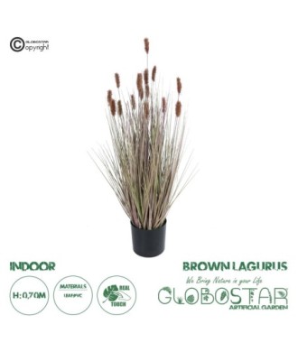 GloboStar® Artificial Garden BROWN LAGURUS 21099 Διακοσμητικό Φυτό Καφέ Λαγοουρά Υ70cm